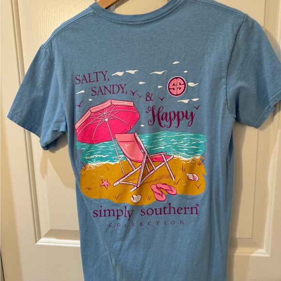EUC - Simply Southern Women’s Blue Salty Sandy and Happy Beach Shirt - Picture 3 of 5